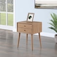 thumbnail image 3 of Rena Mid-Century Modern 2-drawer Side Table in Engineered Wood Ash Finish, 3 of 9