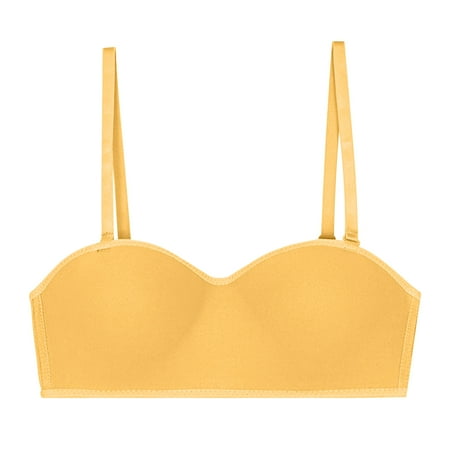 YanQiao Womens Seamless Wireless Supportive Bra Push Up Comfort Soft Full Coverage No Steel Ring Breathable Bra 2pc L Yellow