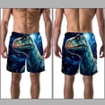 thumbnail image 3 of luoweisi Men's Beach Shorts Quick Dry Swim Trunks with Mesh Lining Cartoon Dinosaur L, 3 of 5