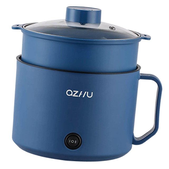 Pot caliente eléctrica Pot Multipropósito fácil de limpiar la olla perezosa con protección de seco de ebullición para ramen ramen shabu shabu Azul