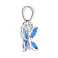 thumbnail image 4 of Sterling Silver Synthetic Opal Butterfly Necklace for Women Hand Inlay 5/8 inch 20 inch ROPH_25, 4 of 4