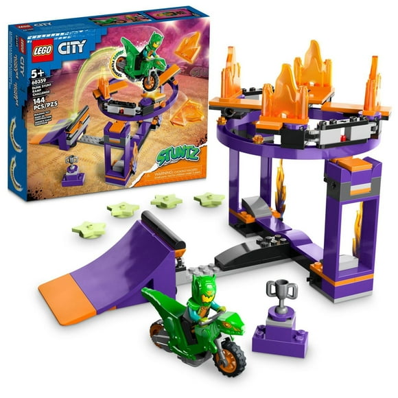 LEGO City Stuntz Dunk Stunt Ramp Challenge 60359 2in1 Action Set with Self-Driving Dinosaur Motorcycle Toy and Stunt Rider, Birthday Gift Idea for Kids, Boys, Girls 5 Plus Years Old