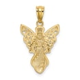 thumbnail image 3 of 14K Yellow Gold White Rhodium Polished Finish Concave Angel Pendant, 3 of 4