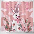 thumbnail image 1 of Whimsical Rideau de Douche Rose avec Foulard à Pois Rouges en Cadre Tropical, 1 of 4