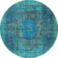thumbnail image 1 of Ahgly Company Indoor Round Oriental Light Blue Modern Area Rugs, 3' Round, 1 of 4