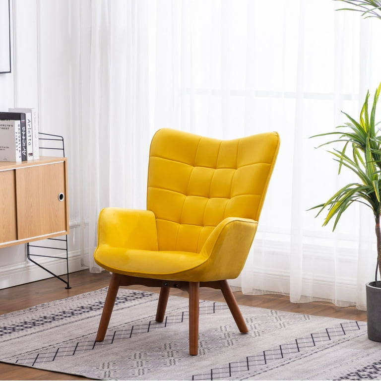 Leiria Contemporary Silky Velvet Tufted Accent Chair with Ottoman