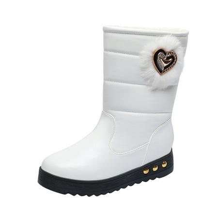 GHSOHS Cowboy Boots for Women Square Toe Boots Ankle Boots Shoes Rain Boots Fashion Solid Leather Top Winter Plush Warm Flat Bottom Cotton Boots Western Cowgirl Boots Rain Boots Work Boots Size 39