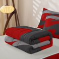 thumbnail image 6 of Homewish Grunge Red Camo Zipper Queen Comforter Set with Fitted Sheet and 2 Pillowcases,Retro Aesthetic Zipper Bedding Set,Light Gray Reversible,4pcs, 6 of 8