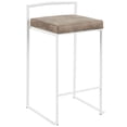 thumbnail image 2 of Contemporary Home Living Set of 2 White and Brown Fabric Stacker Counter Stool - 31", 2 of 5