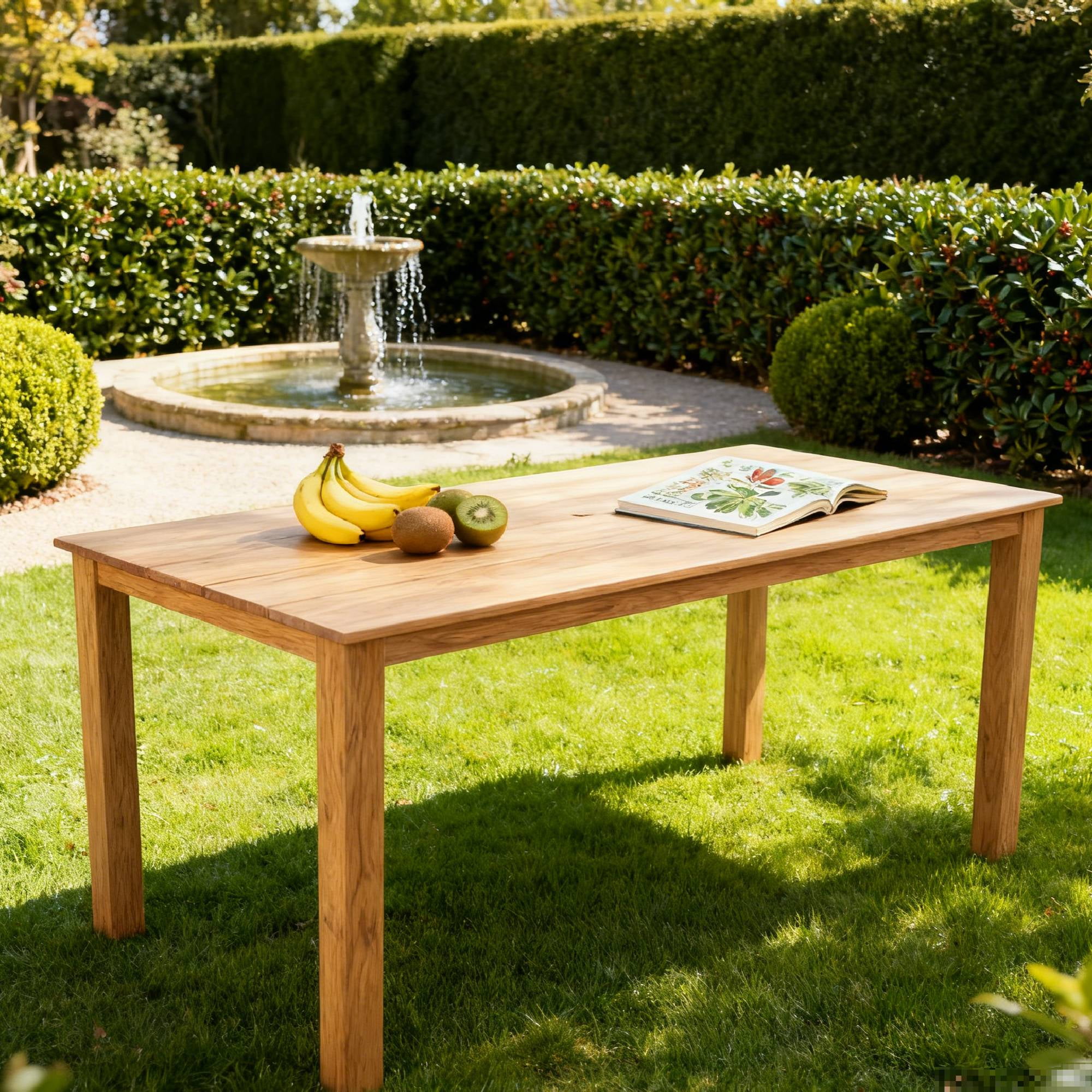 Outdoor Dining Table, 68.9 Inch Simple Solid Dinner Table for Garden Patio Backyard Picnic Casual Outdoor Meals, Teak