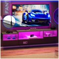 thumbnail image 2 of Simple Wisdom Mueble TV,Mueble Flotante para TV Est&aacute; Equipado con una Regleta de Enchufes y una Tira de Luz LED,Centro de Entretenimiento para TVs Tiene Tres Espacios de Almacenamiento(Gris, 2 of 7