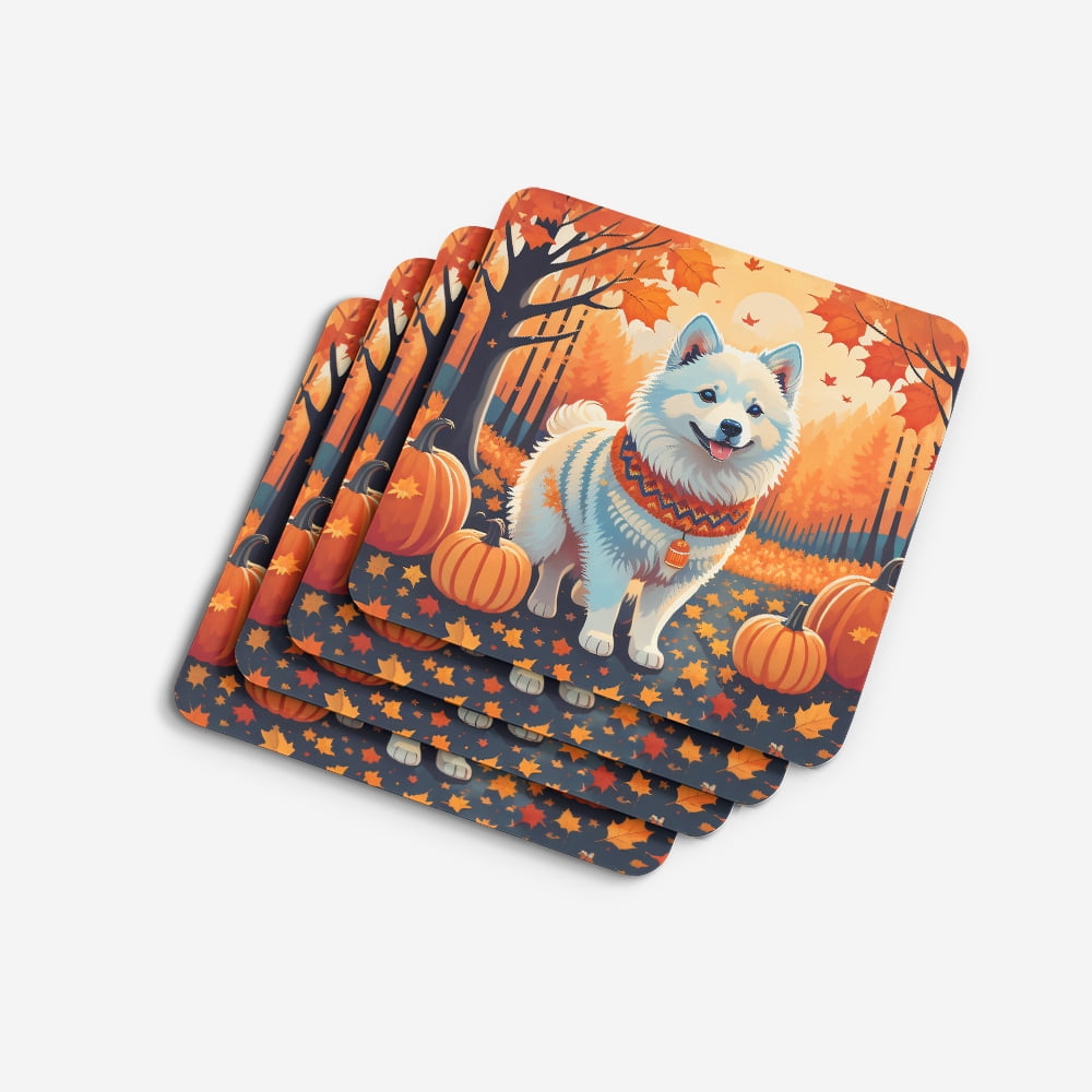 Carolines Treasures DAC1006FC 0.15 x 3.5 x 3.5 in. American Eskimo Fall Foam Coasters - Set of 4