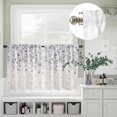 thumbnail image 3 of Farm Lavender Gray Flower on Beige Curtain Tier and Valance Set 3 Piece, Spring Cherry Blossoms 3-inch Rod Pocket Window Tier Curtains Valance for Kitchen Living Room, 3 of 9