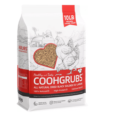 COOHGRUBS Premium Grade Dried Black Soldier Fly Larvae Chicken Treats, Tasty and Healthy Snacks for Hens Ducks 10 lb