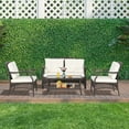 thumbnail image 3 of Costway 4 PCS Outdoor Rattan Conversation Set Patio Rattan Sofa Set W/ Protective Cover, 3 of 9