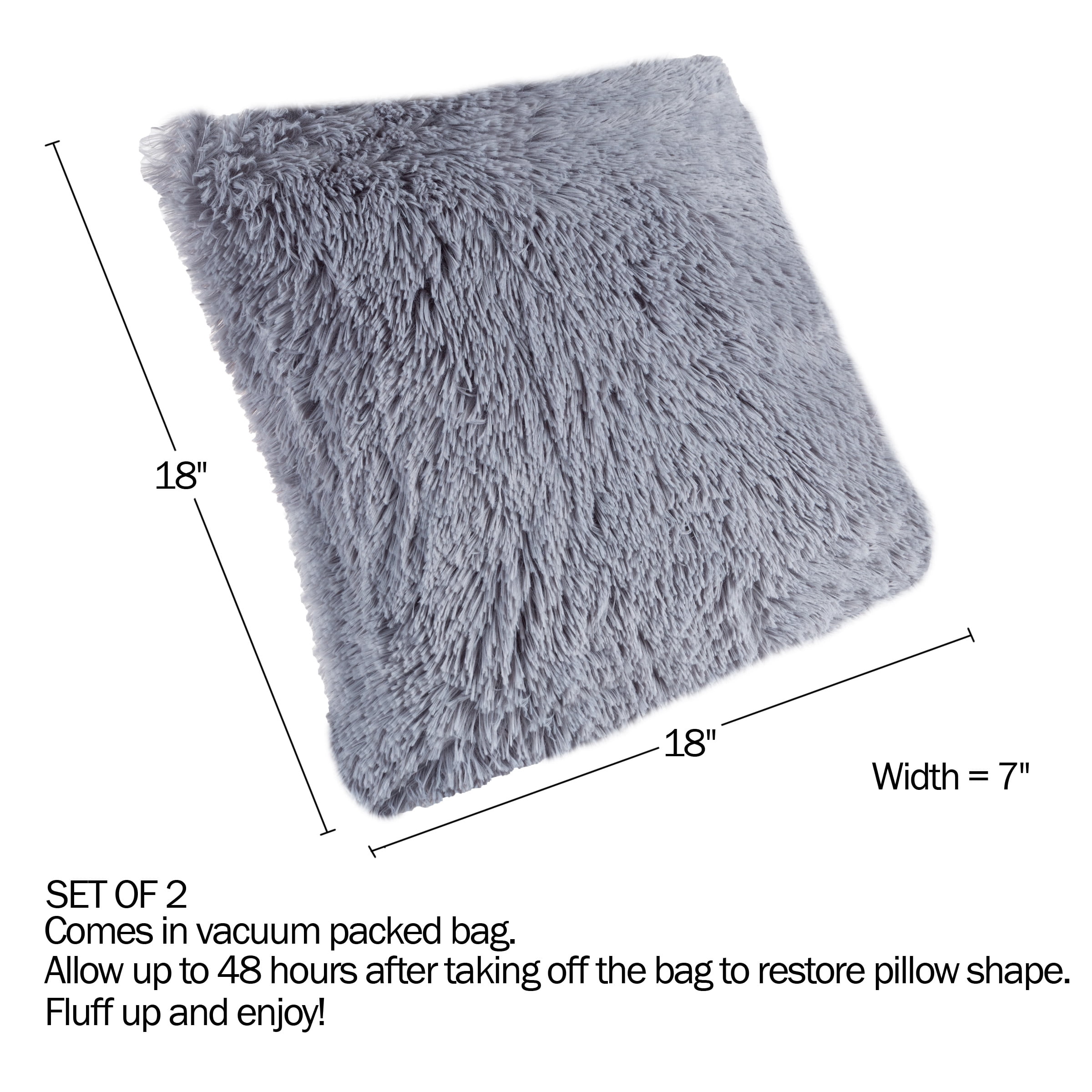 Lavish Home 18 in x 7 in Polyester Accent Pillow for Adult, Set of 2/Gray