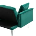 thumbnail image 3 of 65" Accent Sofa, Modern Velvet Futon Sofa Bed with Adjustable Backrests and 2 Pillows, Convertible Loveseat Sofa Sleeper Bed with Nailhead Trim for Living Room, Bedroom, Apartment, Green, 3 of 7