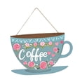 thumbnail image 1 of Rongfmy Coffee Bar Door Sign 11 x 7 Inches Business Sign for Restaurants Cafe Window Light Blue, 1 of 8