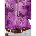 thumbnail image 4 of DYMADE Floral Print Shirts Long Sleeve Button Tops Casual Office Women Formal Blouse, 4 of 4