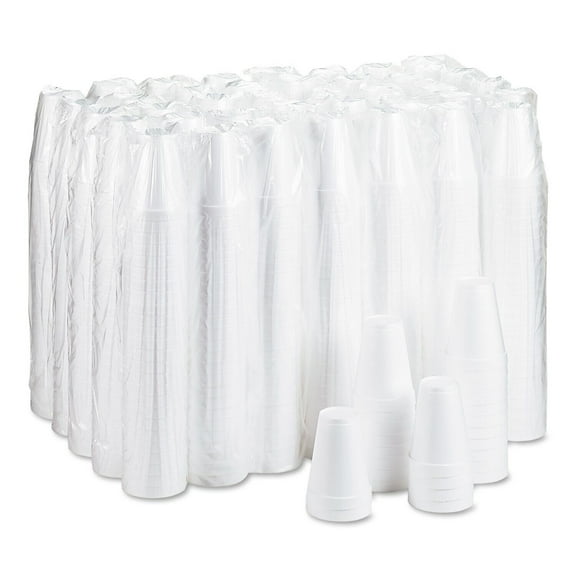 DART Foam Drink Cups, 12 oz, White, 25/Bag, 40 Bags/Carton