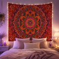 thumbnail image 2 of Terracotta Star Medallion Pattern Tapestry Wall Hanging, 2 of 7