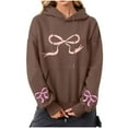 thumbnail image 2 of Byworldtasic Womens Sweatshirts Women's Bow Tie Printed Hooded Sweatshirt Fashionable Loose Casual Long Sleeved Pocket Tops, 2 of 5