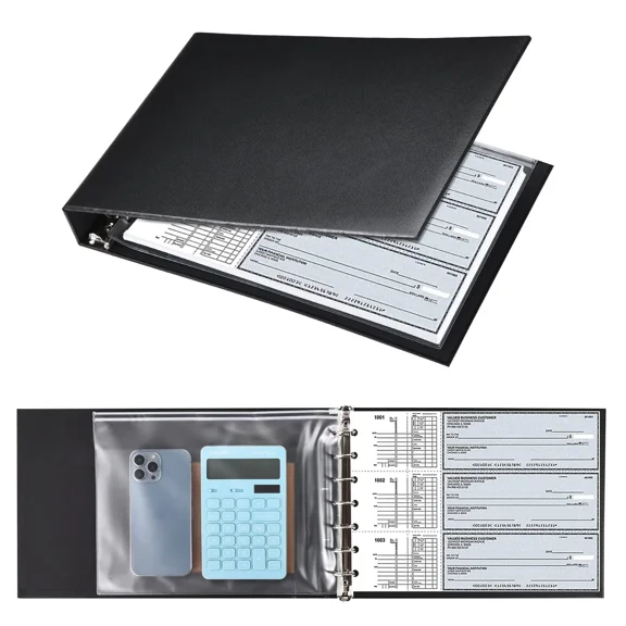 7 Ring Check Binder, 3-On-A-Page Business Checkbook Holder, 500 Checks