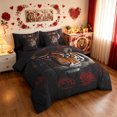 thumbnail image 2 of Manfei Anniversary Tiger Print King Bedding, Valentine's Day Animal King Bed in a Bag, Black Red, Black Reversible, 7 Pieces, 2 of 6