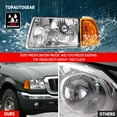 thumbnail image 5 of for 2001 2002 2003 2004 2005 2006 2007 2008 2009 2010 2011 Ford Ranger Headlight Assembly Clear Lens Chrome Housing with Amber Reflector Headlight Replacement Driver and Passenger Side, 5 of 7