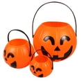 thumbnail image 5 of Fovewise 3pcs Halloween Candy Bucket Plastic Pumpkin Shaped Trick or Treat Pail with Handle Jack O Lantern Basket for Halloween Party Favors, 5 of 8