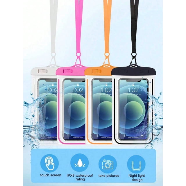4pcs Set Transparent Universal Waterproof Phone Pouch Waterproof Phone Dry Bag Waterproof Phone Case Touchable Waterproof Phone Bag,Black