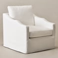 thumbnail image 4 of Pearl White Slipcovered Swivel Barrel Accent Chair with Removable Cushions, Modern Upholstered Armchair, 4 of 16