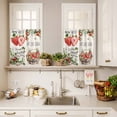 thumbnail image 3 of 3 Piece Kitchen Curtains and Valances Set Strawberry Cafe Curtains 36 Inch Length Summer Fruits Green Botanical Floral Valance & Tier Curtain for Living Room Bedroom Small Window 54"x18"+27"x36"*2, 3 of 6