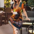 thumbnail image 3 of Uemuo Sunset Coast Sunflower Print Womens Summer Dress Casual Swing Short Sleeve Sundresses Beach A-line Shift Dress, 3 of 6