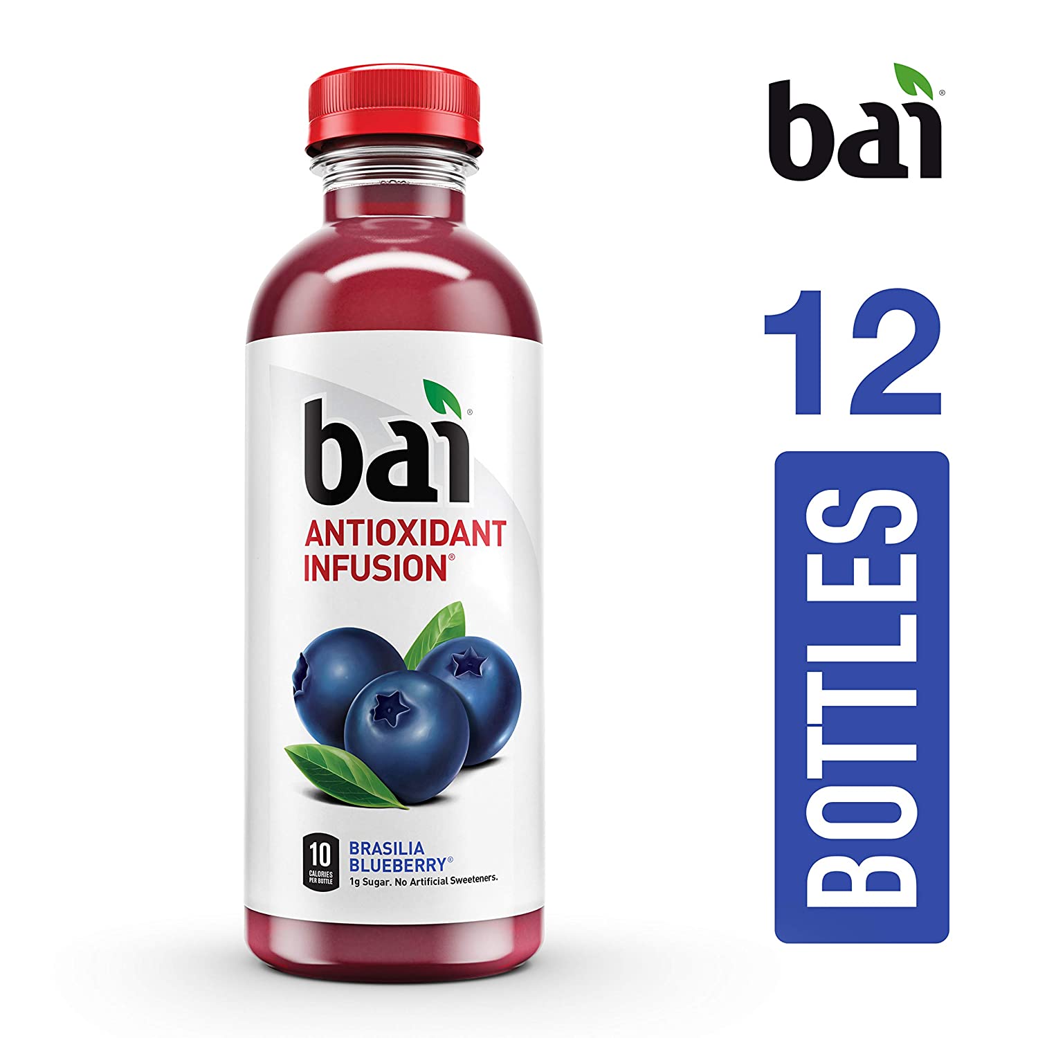 Bai Flavored Water, Brasilia Blueberry, Antioxidant Infused Drinks, 18 Fluid Ounce Bottles, 12 Count Brasilia Blueberry 18 Fl Oz (Pack of 12)