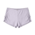 thumbnail image 6 of AHTJRT Micro Mini Pajama Shorts for Women Cute Low Rise Striped Knit Side Slit Ruched Lounge Shorts Summer Pjs Bottoms Purple S, 6 of 6