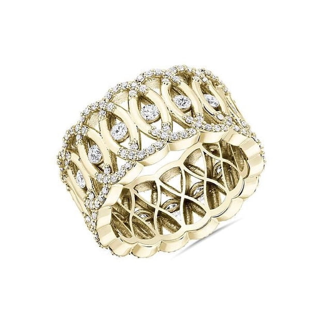 1.00 T.C.W Excellent Round Cut Natural Diamond Beautiful Wedding Band for Bride Solid 18K Yellow Gold Size 5