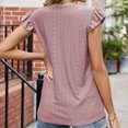 thumbnail image 4 of Ruffle V-Neck Sleeveless Camisole Tops for Women Lightweight Women's V-Neck T-Shirt Hollowed Out Short-Sleeve Casual Top Short-Sleeve V-Neck Top/Shirt(Hot Pink,S), 4 of 4