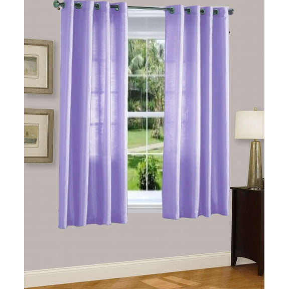 1 PANEL MIRA  SOLID LILAC LAVENDER  SEMI SHEER WINDOW FAUX SILK ANTIQUE BRONZE GROMMETS CURTAIN DRAPES 55 WIDE X 63" LENGTH