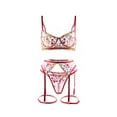 thumbnail image 1 of Qarigey Conjunto de sujetador, lencería Sexy, ligas, medias lavables de encaje sin costuras, ropa interior de mujer, tira corta, accesorio para citas Ropa interior Rojo s Qarigey AP018397-04, 1 of 6