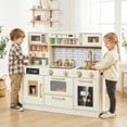 thumbnail image 3 of INFANS Kids Kitchen Playset, Wooden Pretend Play Kitchen with Realistic Light Sound, Toddler Cooking Toy for Boys Girls Aged 3+, 3 of 11