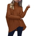 thumbnail image 2 of Womens Turtleneck Long Batwing Sleeve Asymmetric Hem Casual Pullover Sweater Knit Tops, 2 of 10