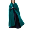 thumbnail image 2 of Women's Hooded Cape Coat, Long Wool Blend Cloak, Open Front Poncho, Elegant Winter Cloak, Dressy Winter Cloak, Elegant Outerwear Blue M, 2 of 9