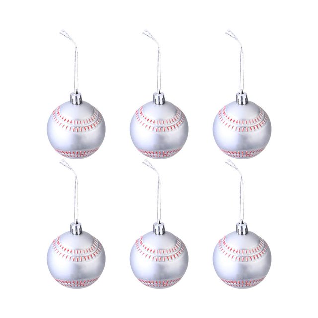 Adornos colgantes de béisbol, 6 piezas de bolas colgantes de árbol, adornos de bolas de béisbol para decoración de fiestas deportivas, 6x5x5CM