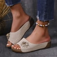 thumbnail image 2 of Slippers for Women,Stylish Opentoe Wedges With Leather Top And Flower Slippers Are Comfortable Shoes With Temperament,Womens Slippers,Beige,9, 2 of 9