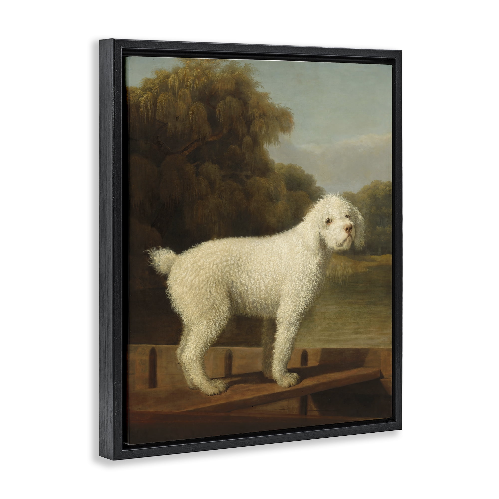 Stupell Industries White Poodle in a Punt Black Framed Floater Canvas Wall Art, design by Tina LeCour