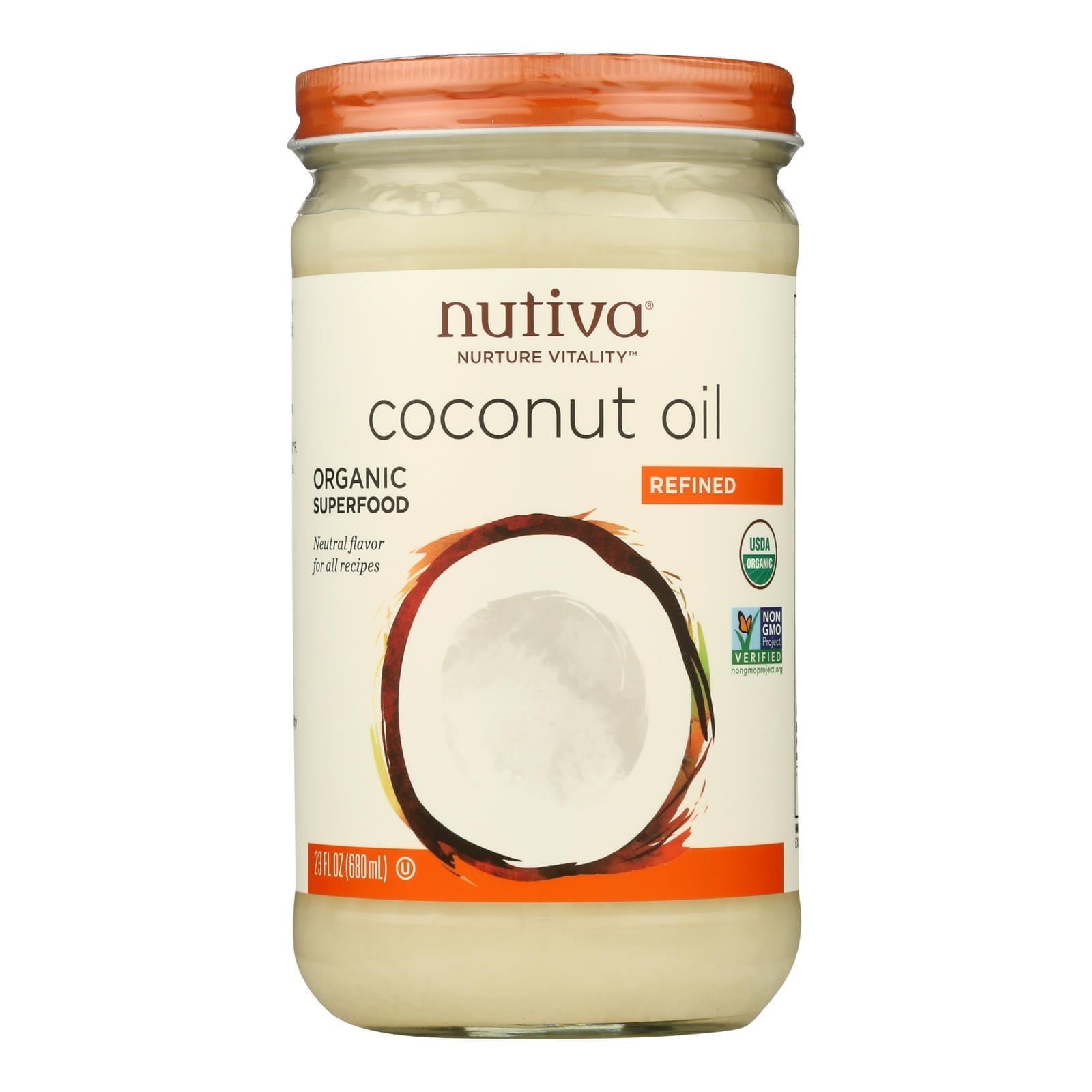 Nutiva Organic Coconut Oil - Refined - Case of 6 - 23 Fl oz.