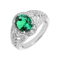thumbnail image 2 of V3 Jewelry® 925 Sterling Sliver with Emerald and White Topaz Halo Ring, 2 of 4