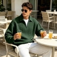 thumbnail image 7 of Oversized Mens Sweatshirts Hoodies Quarter Zip Pullover Outdoor 1/4 Zip Pullover Long Sleeve Loose Fit Polo Sweaters Green XL, 7 of 7