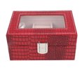 thumbnail image 1 of Organizador portátil de gran capacidad para guardar relojes Estuche de lujo para relojes y joyas de color rojo vino, 1 of 8